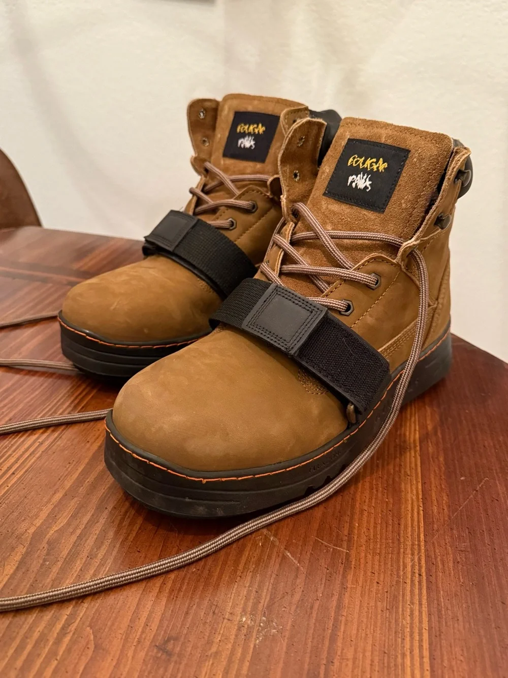 CougarPaws Performer Brown Leather Roofing Boots with Black Strap - Mens 12